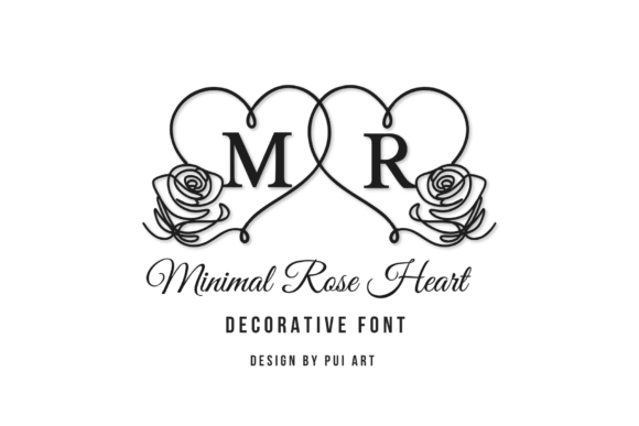 Minimal Rose Heart: Where Delicate Florals Meet Modern Serifs